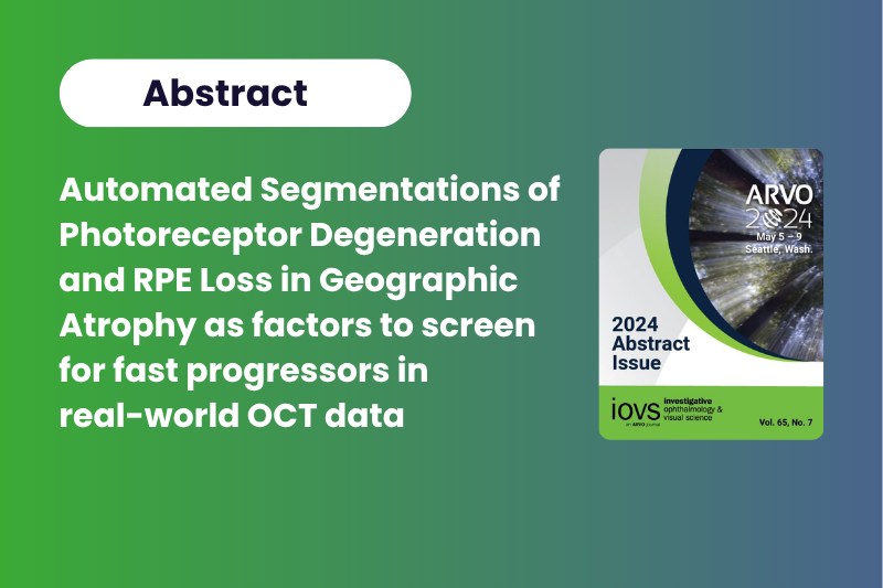 Abstract: Automated Segmentations of Photoreceptor Degeneration and RPE Loss in Geographic Atrophy as factors to screen for fast progressors in real-world OCT data 